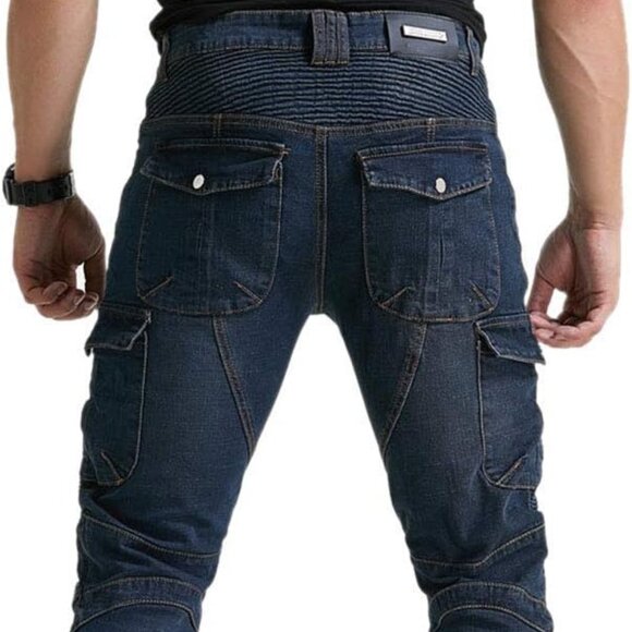 Volero Motorcycle Stretch Jeans Denim Pants w Knee & Hip Protect Pads M 30"-32" - Picture 2 of 5